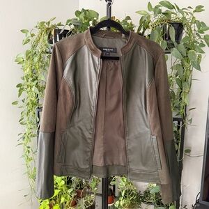 Kenneth Cole New York Mixed Media Faux Leather Jacket Size L